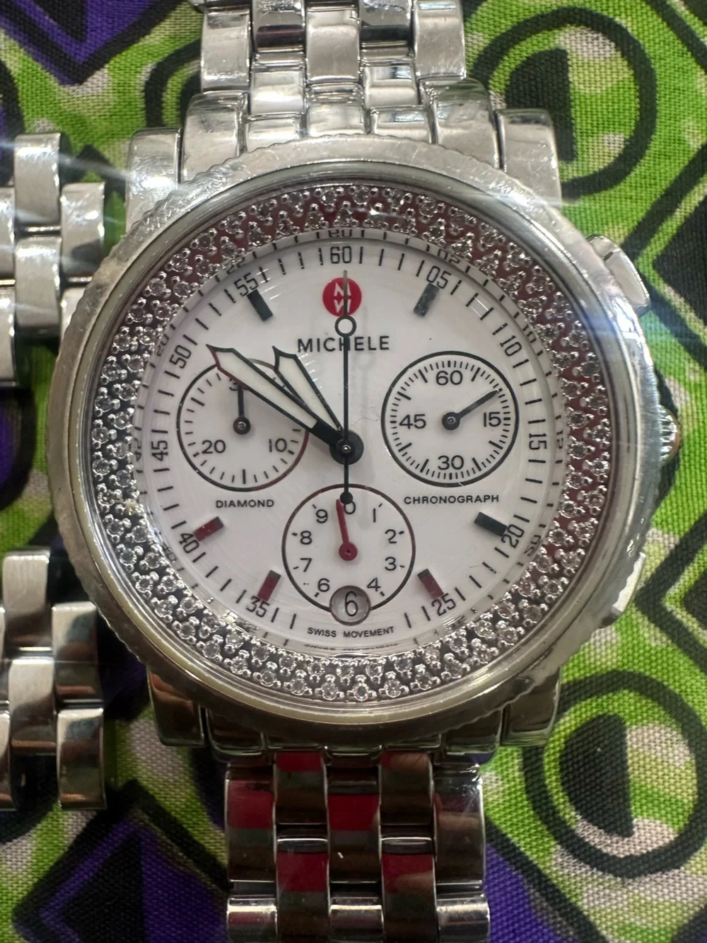 Michele Sport Sail Diamond-Accent Chronograph Watch